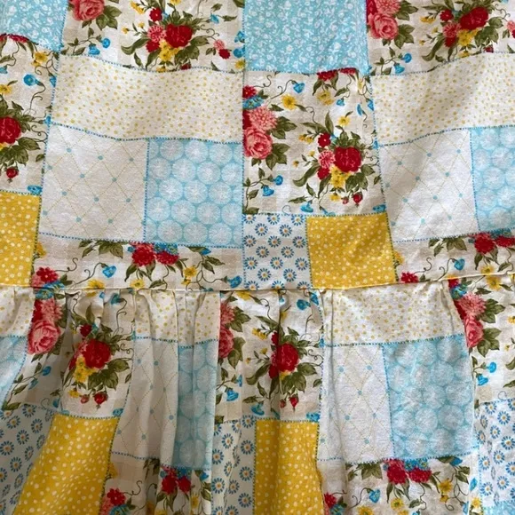 Floral Puff Sleeve Patchwork Nap Style Dress XS to S NWOT